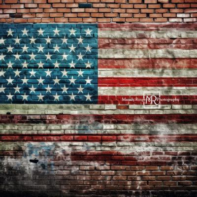 Kate American Flag Graffiti on Brick Wall Independence Day Backdrop De