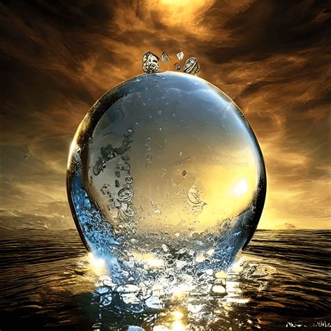 Surreal Realism Dramatic Glass Orb Full of Water Floating in · Creative Fabrica