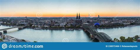 Cologne Skyline Panorama at Dusk Stock Photo - Image of evening, rhineshore: 238572466