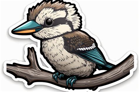 Cute Baby Kookaburra Sticker, Australian Native Animal Series Stock Illustration - Illustration ...