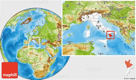 Physical Location Map of Cosenza, highlighted country, highlighted parent region, within the ...