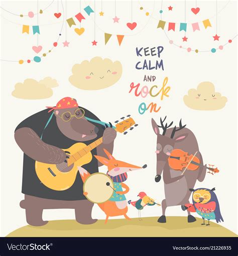 Cute animal music band Royalty Free Vector Image