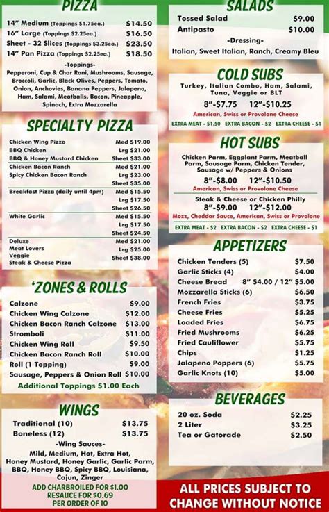 Giuseppe's Pizzeria Menu, Auburn, NY