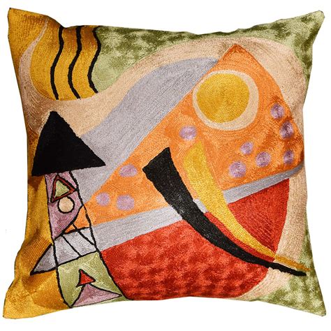 Kandinsky Abstract Composition Silk Throw Pillow Cover, 18" x 18 ...