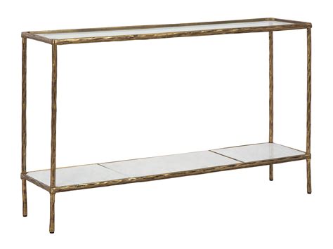 Signature Design by Ashley Ryandale A4000443 Console Sofa Table in Antiqued Brass Finish with ...