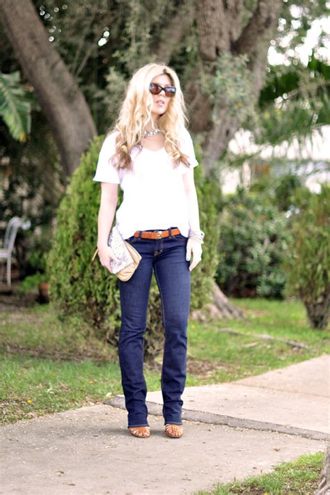 classic dark wash straight leg jeans and white t-shirt | Flickr