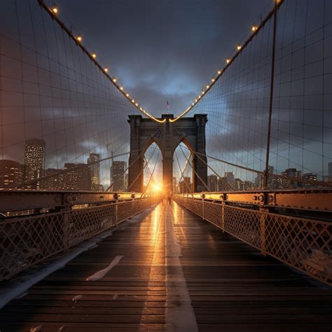 Premium AI Image | sunset on the brooklyn bridge