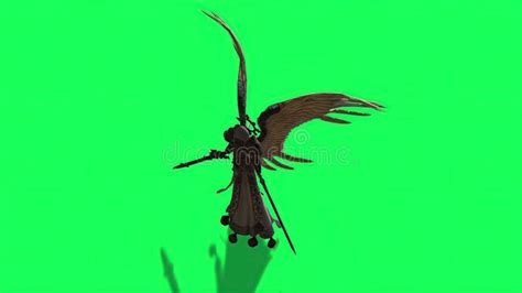 Angel of Death with Swords in Hands on the Green Screen Stock ...