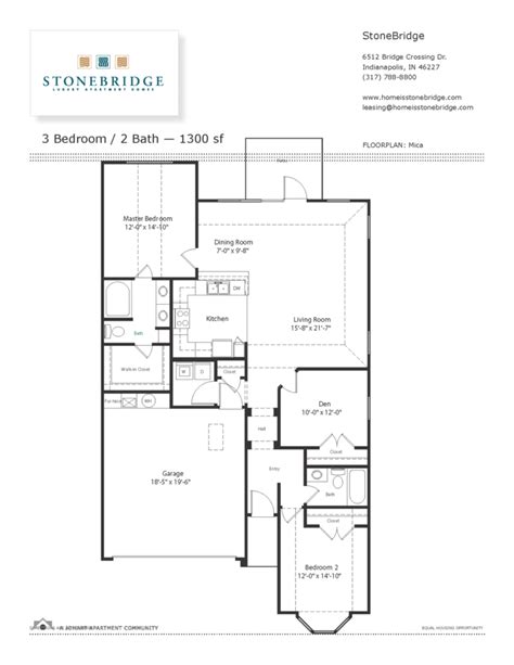 Mica 3 Bedroom Apartment Floor Plan | StoneBridge Luxury Apartment Homes