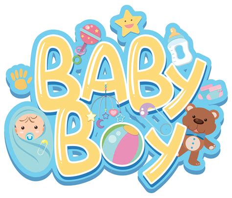 Font design for word baby boy with baby and toys 614232 Vector Art at ...