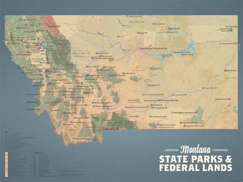 Montana State Parks & Federal Lands Map 18x24 Poster - Best Maps Ever