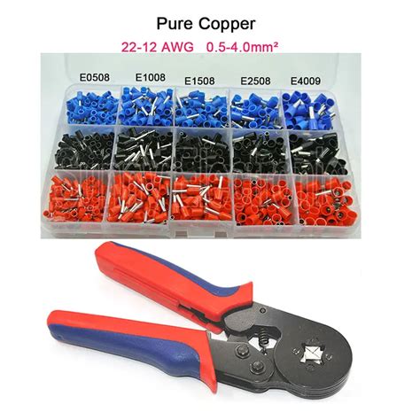 Mixed 1065 Piece wire Ferrules Kit +0.25 6mm2 wire Ferrule Crimper tool ...