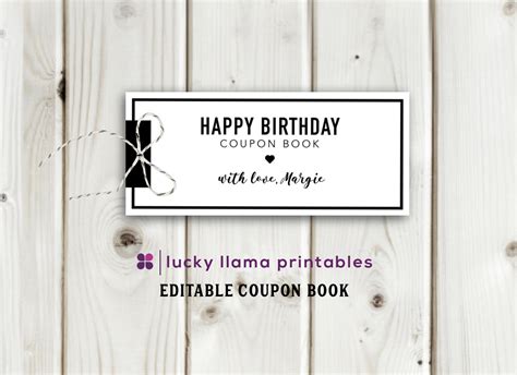 Editable Birthday Coupon Book Instant Download - Etsy