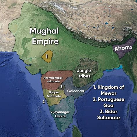 Mughal Empire and India in 1600 during the reign... - Maps on the Web