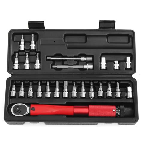 25Pcs Bicycle Bike Torque Wrench 1/4 Inch Torque Wrench Socket Set Kit 2-24Nm Socket Set, Aruba ...