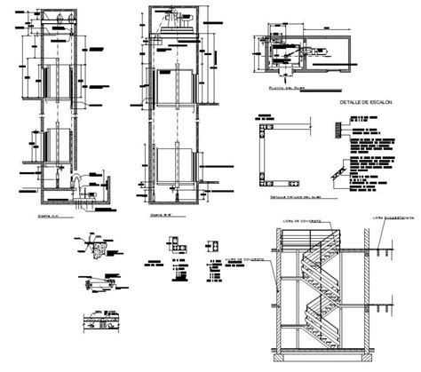 Plan and section of elevator 2d view layout CAD structure autocad file ...