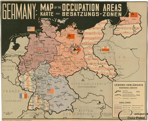 POST WW II GERMANY. Germany. Map of the Occupation Areas. Karte der Besatzungs-Zonen - Daša Pahor