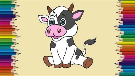 How to draw a baby cow cute and easy | Cute cow drawing step by step ...