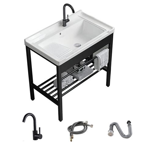 Vardeau Black Utility Sinks For A Laundry Room,freestanding Stainless Steel Sink,Commercial ...