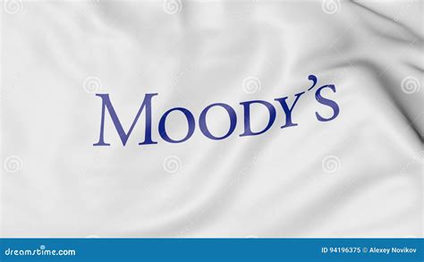 Waving Flag with Moody`s Corporation Logo. Editorial 3D Rendering ...