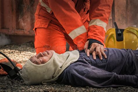 Firefighters Save Lives from Fire Making CPR Stock Image - Image of mask, person: 154585989