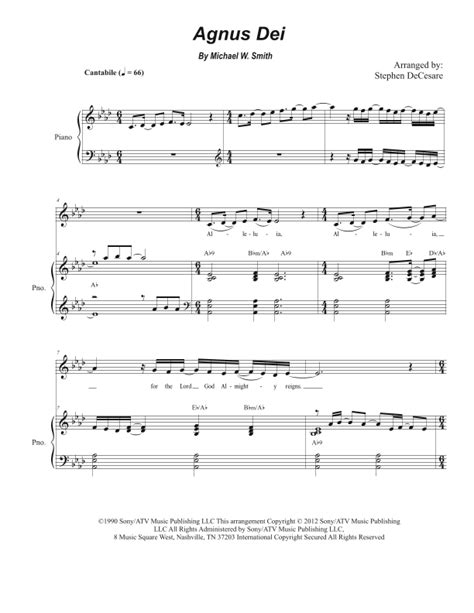 Agnus Dei (arr. Stephen DeCesare) Sheet Music | Michael W. Smith ...