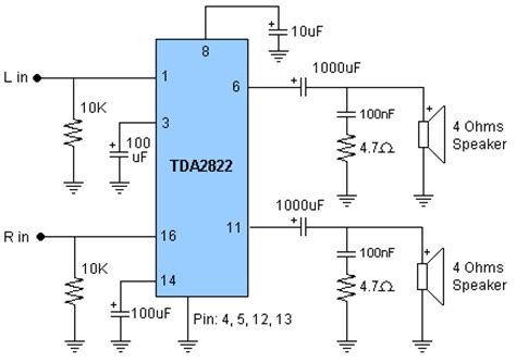 TDA2822 Amplifier | Circuit Diagram