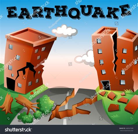 Natural Disaster Scene Earthquake Illustration Stock Vector 348547208 ...