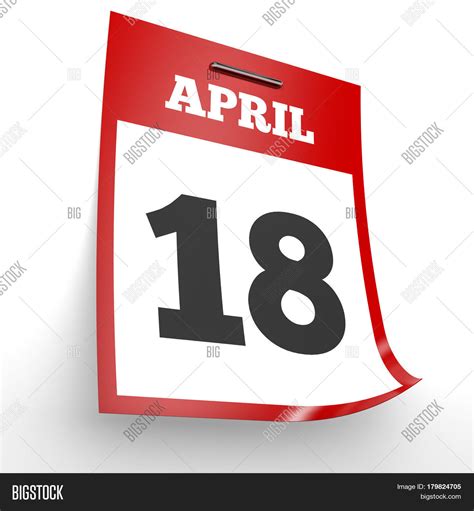 April 18. Calendar On White Image & Photo | Bigstock