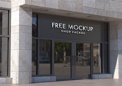 Perspective View of a Modern Storefront Facade Logo Mockup Free Download | Resource Boy