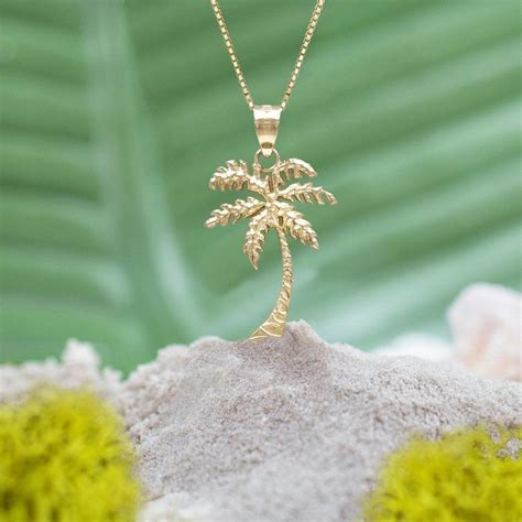 Gold Palm Tree Pendant Necklace | Palm tree pendant, Necklace, Palm tree necklace