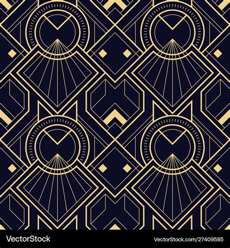 Abstract art deco geometric tiles pattern on blue Vector Image