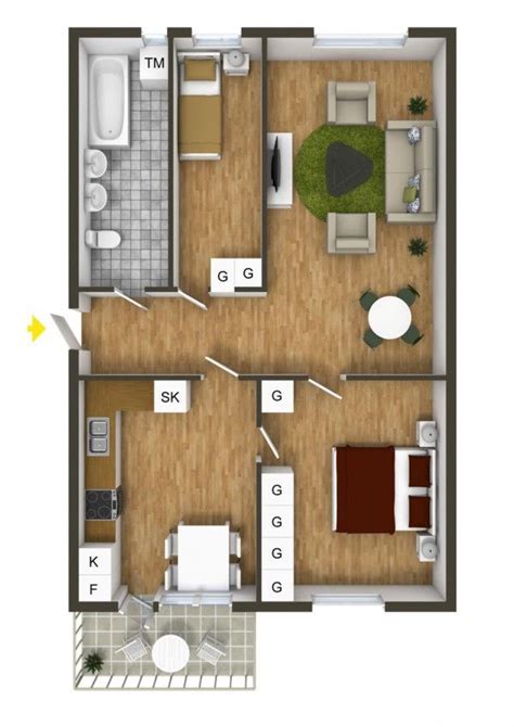 40 More 2 Bedroom Home Floor Plans | Small house plans, Little house plans, House plans