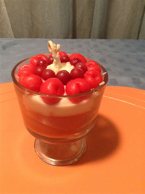 Berry Parfait dessert candle, complete with wax cherries and ...