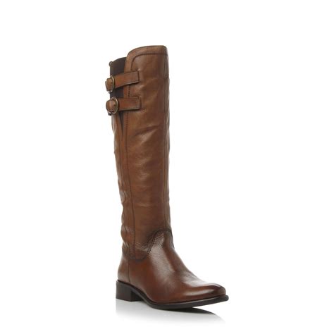 DUNE LADIES TIRENT - Elasticated Top Leather Boot With Side Buckles - tan | Dune Shoes Online ...