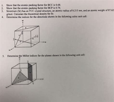 Solved 1. 2. 3. Show that the atomic packing factor for BCC | Chegg.com