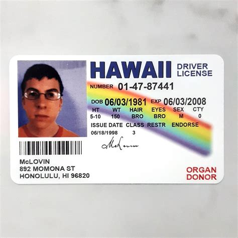 Mclovin ID Card License Superbad, Fogell, Christopher Mintz-plasse Card Stock - Etsy