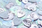 Image of Scattered silver wedding hearts | Freebie.Photography