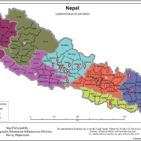 The map of Nepal showing the district wise geo-climatic distribution of ...