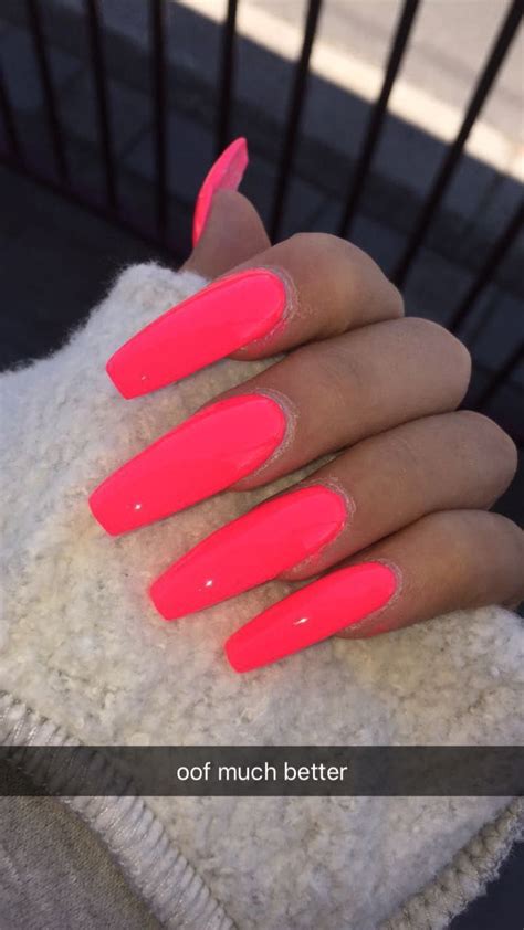 Coral acrylic nails | Coral acrylic nails, Summer nails neon, Best acrylic nails