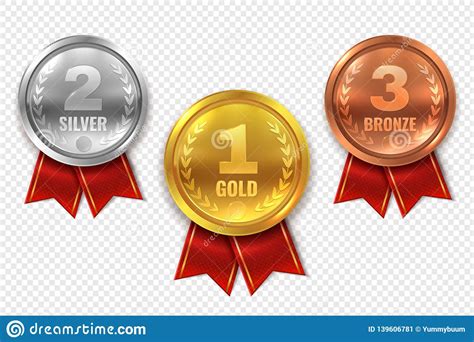 Realistic Award Medals. Winner Medal Gold Bronze Silver First Place ...