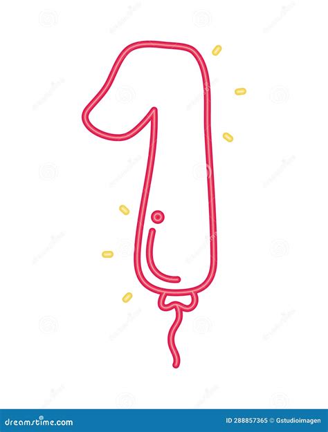 Neon Number 1 Helium Balloon Stock Illustration - Illustration of ...