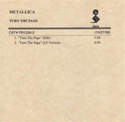 Metallica – Turn The Page (1998, CDr) - Discogs