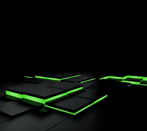 abstract, Black, Green, 3D Blocks, Square, Tiles Wallpapers HD ...