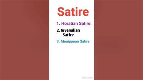 Satire|| Horatian Satire|| Juvenalian Satire|| Menippean Satire|| English literature|| Literary ...