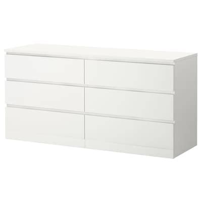 MALM 6-drawer dresser, white, 63x30 3/4" - IKEA