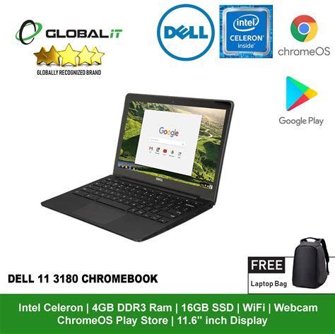 Dell 11 (3180) Chromebook Laptop Celeron 11.6" Display / ChromeOS Play Store (Refurbished ...