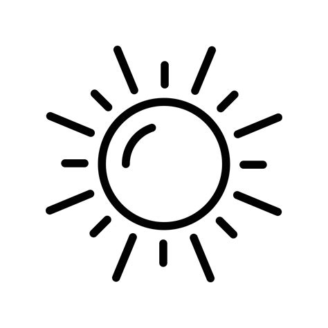 sun outline icon, summertime, sunny day icon, summer design elements, hot weather, sunlight icon ...