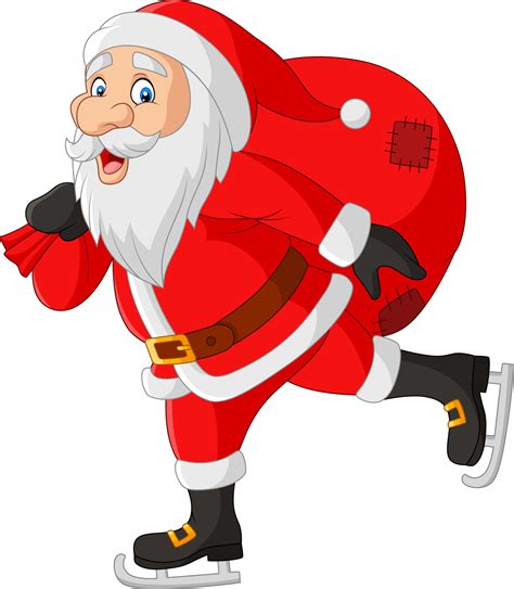 Cartoon santa claus skater carrying a bag of gifts 8605097 Vector Art ...