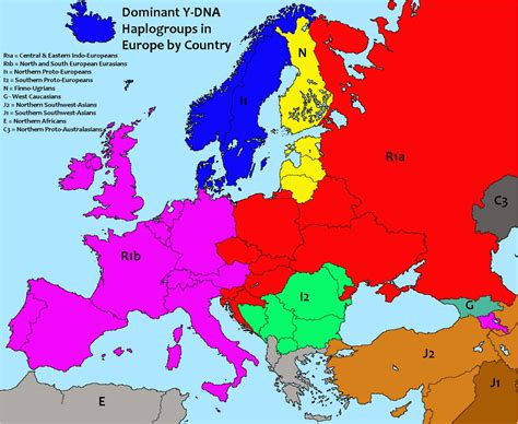 Dominant Y-DNA Haplogroups in Europe by Country : r/MapPorn